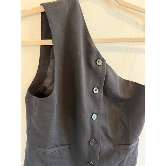FORE Sz M Black One Shoulder Button Up Office Siren Career Suit Vest Classic - Picture 5 of 9